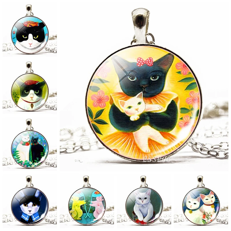 Cartoon Cat Necklace Cat Photo Glass Glass Cabochon Silver Plated Chain Necklace Fashion Accessories for Women Gift for Daughter
Cartoon Cat Necklace Cat Photo Glass Glass Cabochon Silver Plated Chain Necklace Fashion Accessories for Women Gift for Daughter