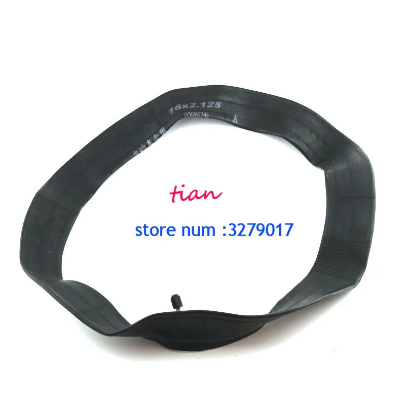 Inner Tube 16 x 2.125 with a Bent Angle Valve Stem or Straight valve fits many gas electric scooters and e-Bike 16x2.125
Inner Tube 16 x 2.125 with a Bent Angle Valve Stem or Straight valve fits many gas electric scooters and e-Bike 16x2.125