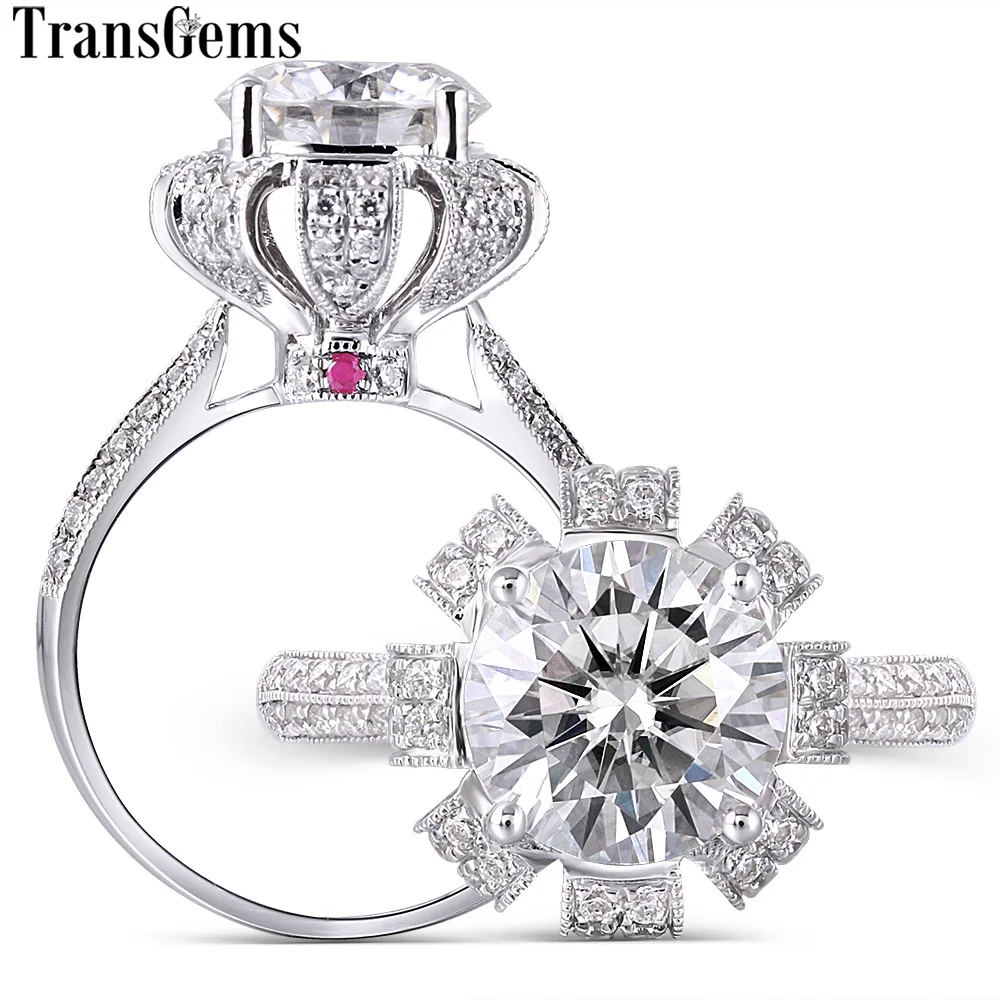 Transgems 14K White Gold Main 2 Carat 8mm F Color Moissanite Engagement Wedding Ring Solitare with Accents Dailywear ring
Transgems 14K White Gold Main 2 Carat 8mm F Color Moissanite Engagement Wedding Ring Solitare with Accents Dailywear ring