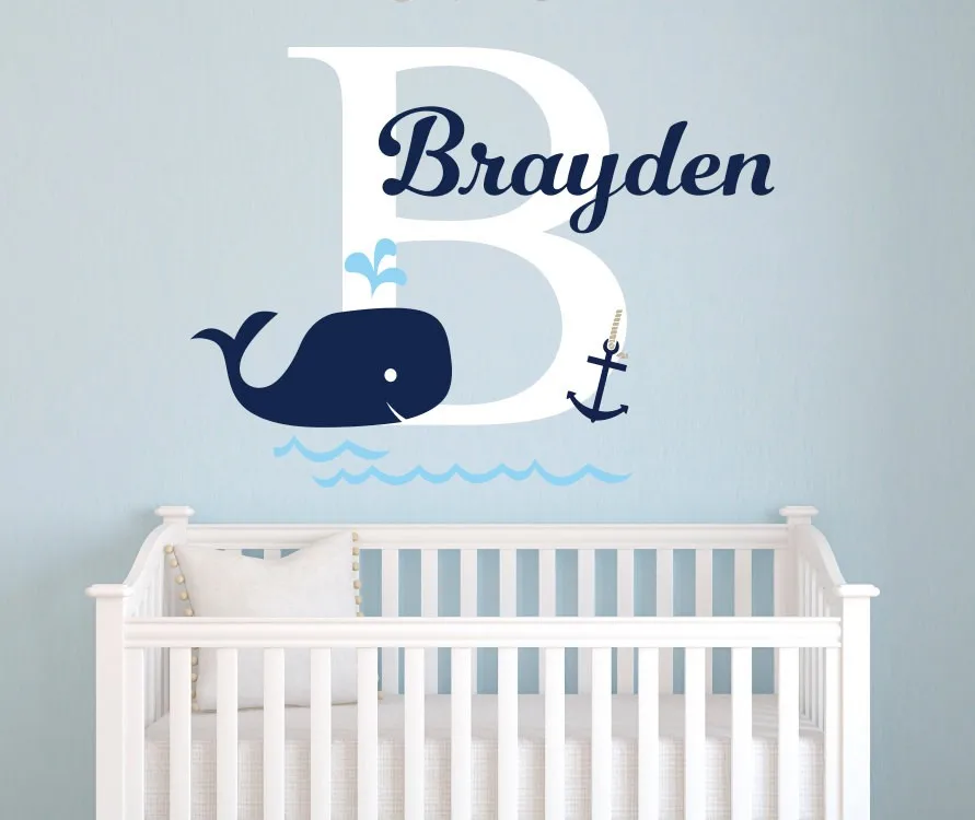 Cute Animal Personalized Name Wall Sticker Personalized Children Name Nautical Whale With Initial Bedroom Decoration W489
Cute Animal Personalized Name Wall Sticker Personalized Children Name Nautical Whale With Initial Bedroom Decoration W489
