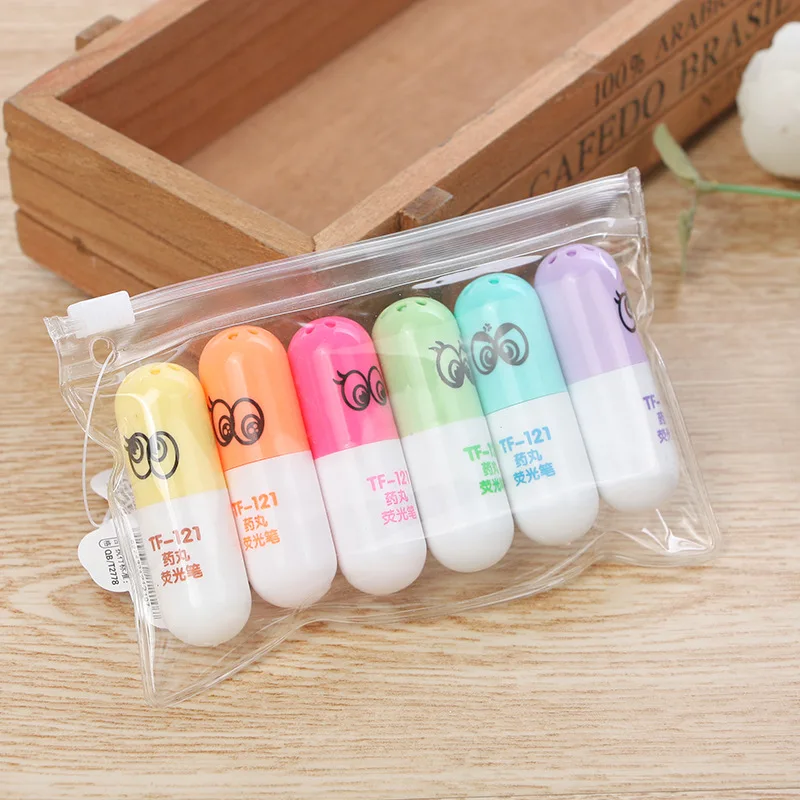 6/package Pill Highlighter Student Marker Watercolor Graffiti Pen Focus Marker Stationery
6/package Pill Highlighter Student Marker Watercolor Graffiti Pen Focus Marker Stationery