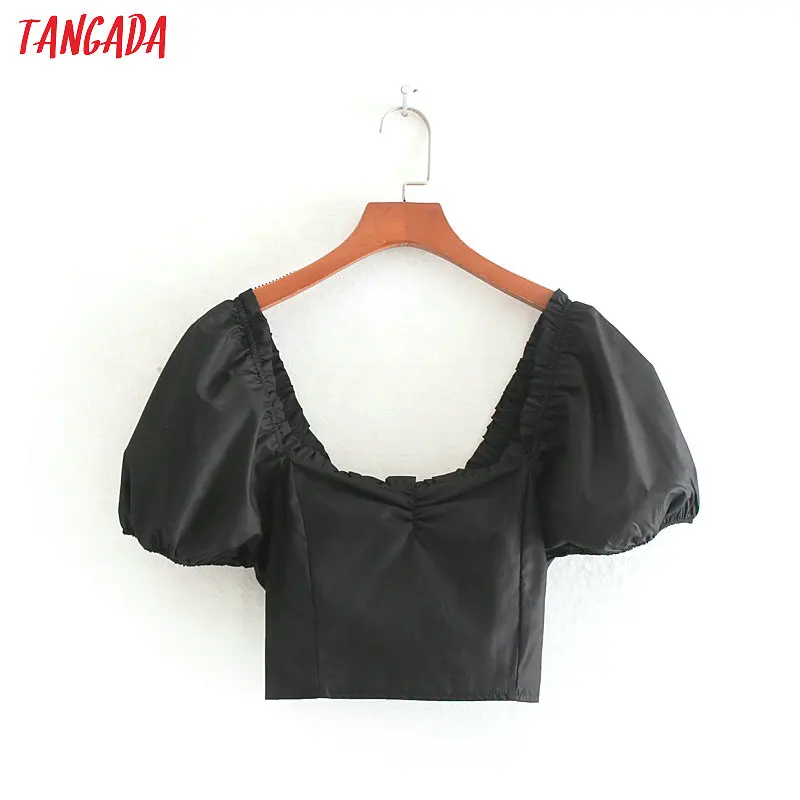 Tangada women korean white blouse stretch square collar lantern short sleeve chic crop shirt blusas femininas CE123
Tangada women korean white blouse stretch square collar lantern short sleeve chic crop shirt blusas femininas CE123