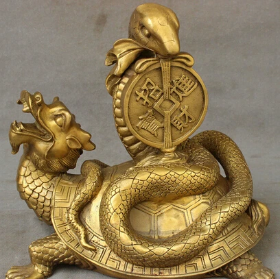 0 11" Folk Chinese Pure Brass FengShui Xuan Wu Coin Snake On Dragon Turtle Statue
0 11" Folk Chinese Pure Brass FengShui Xuan Wu Coin Snake On Dragon Turtle Statue