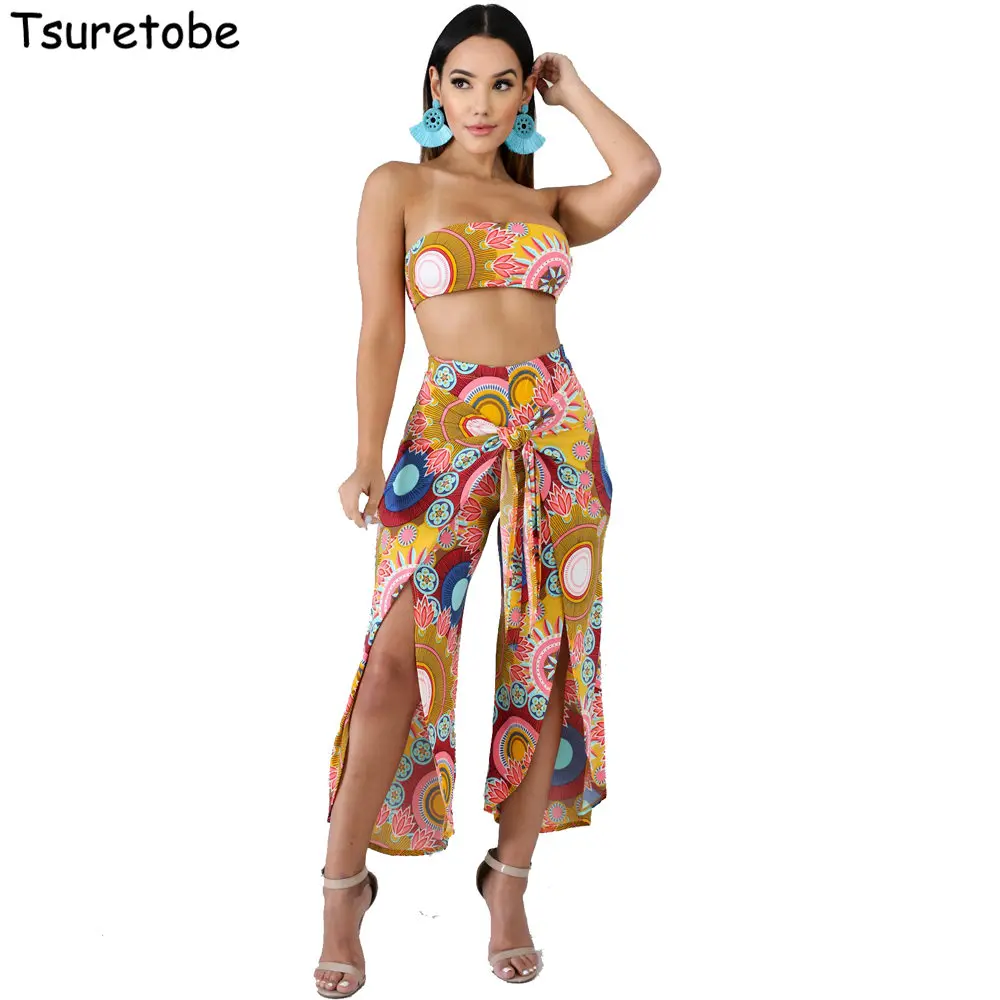 Tsuretobe Sexy Print Two Piece Set Women Dashiki African clothes Strapless Tops + Bandage Beach Pants Loose Bohemian Outfits
Tsuretobe Sexy Print Two Piece Set Women Dashiki African clothes Strapless Tops + Bandage Beach Pants Loose Bohemian Outfits