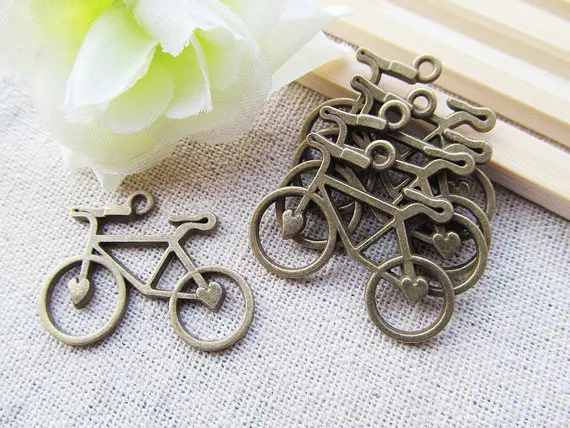 

15pcs Antique Silver tone/Antique Bronze Heart Bicycle Connector Pendant Charm/Finding,for Bracelet,DIY Jewellry Accessory