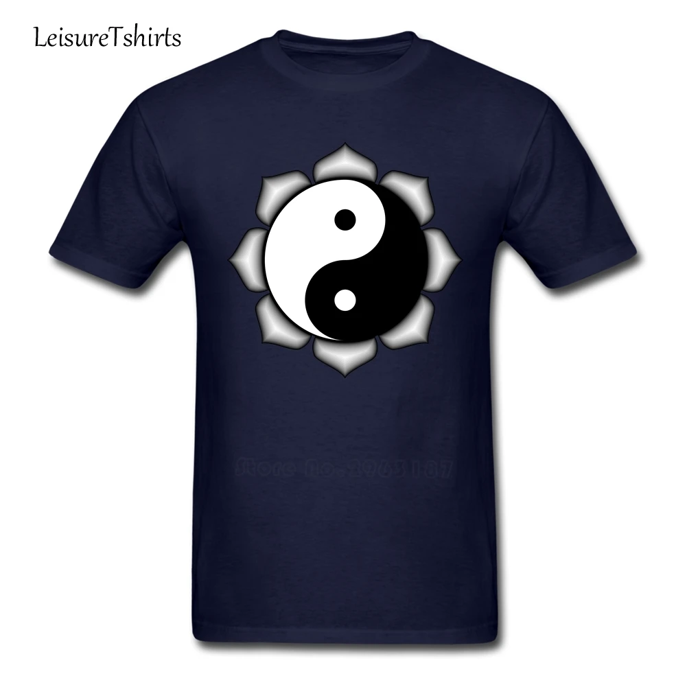 Фото Yin Yang Lotus Мужская футболка модная Свободная Повседневная крутая мужская летняя с
