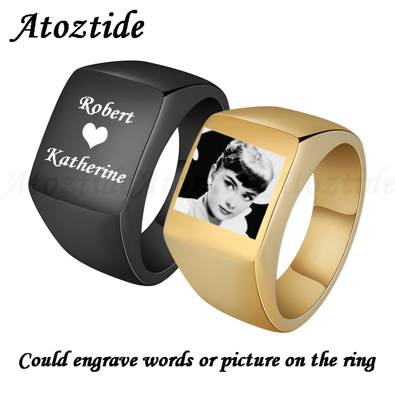 Atoztide Customized Rock Punk Charm Ring Polished Personalized Engraved Letter Photos Finger Rings Smooth Signet Wedding Band
Atoztide Customized Rock Punk Charm Ring Polished Personalized Engraved Letter Photos Finger Rings Smooth Signet Wedding Band