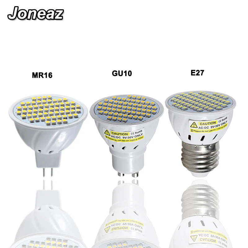 4 шт. светодиодная лампочка ampolletas spotlight E27 MR16 E14 GU10 супер 3 Вт низкое напряжение Ac Dc 12