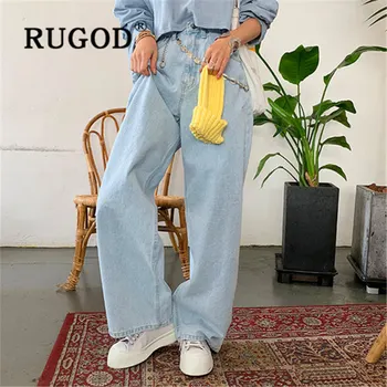 RUGOD 2020 new arrival loose high waist slim jeans woman Korean version casual wide leg Light blue jeans for ladies chic jeans
RUGOD 2020 new arrival loose high waist slim jeans woman Korean version casual wide leg Light blue jeans for ladies chic jeans
