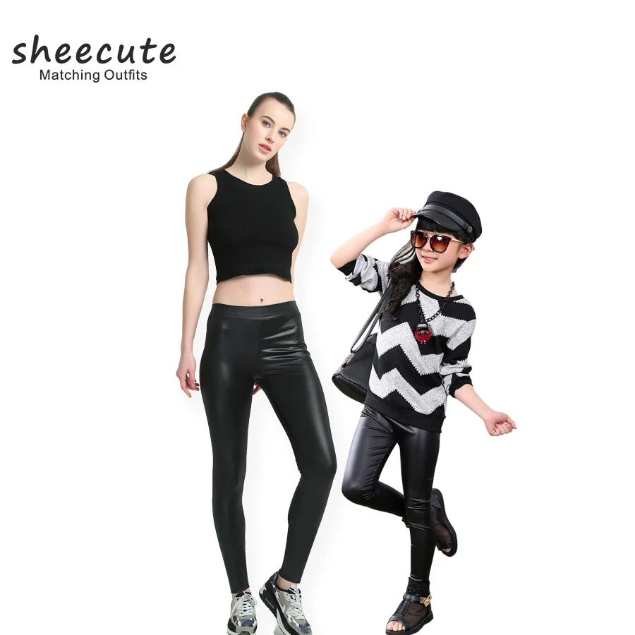 SheeCute/одинаковые комплекты для всей семьи Леггинсы из искусственной кожи