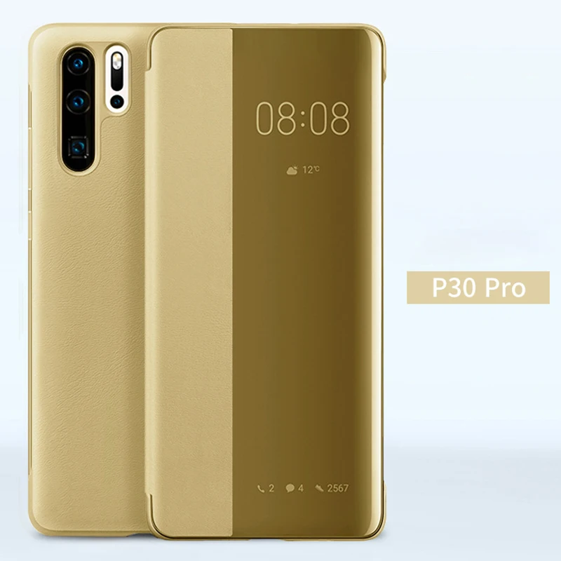For Huawei P30 Pro Smart View Window Flip Leather Shockproof Case Cover Luxury Mirror Flip Case For Huawei P30 lite Pro Fundas