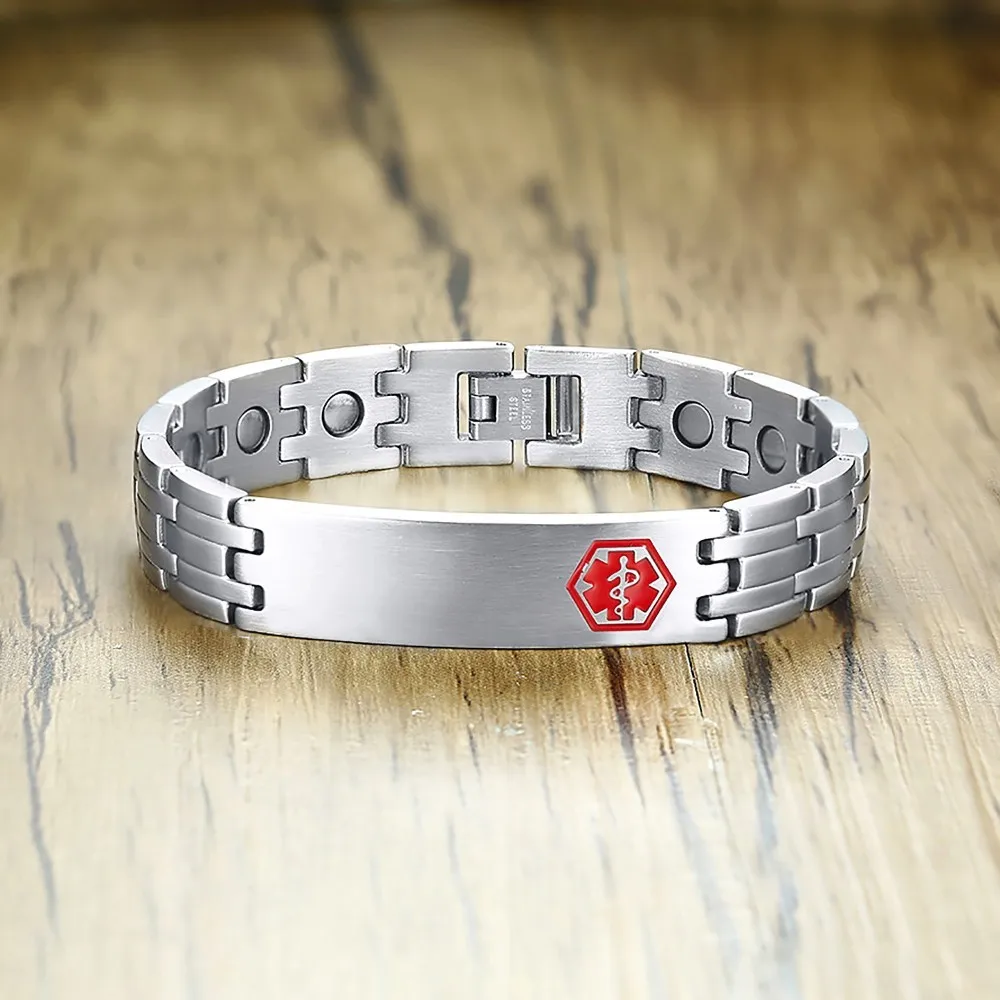 Men's Stainless Steel Magnetic Medical ID Bracelet TYPE 1 DIABETES ALLERGY WARFARIN COPD HEART DISEASE COUMADIN Male Med Jewelry
Men's Stainless Steel Magnetic Medical ID Bracelet TYPE 1 DIABETES ALLERGY WARFARIN COPD HEART DISEASE COUMADIN Male Med Jewelry