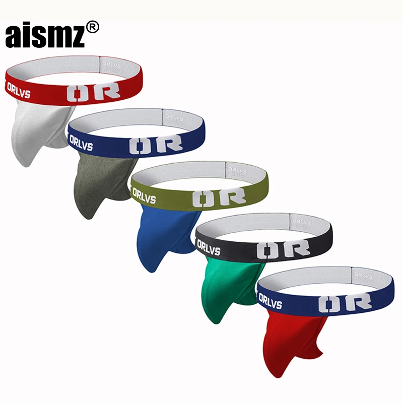 Aismz 2019 Gay Jockstrap 5 шт./лот нижнее белье с кольцом для петуха сетчатые Трусы-стринги