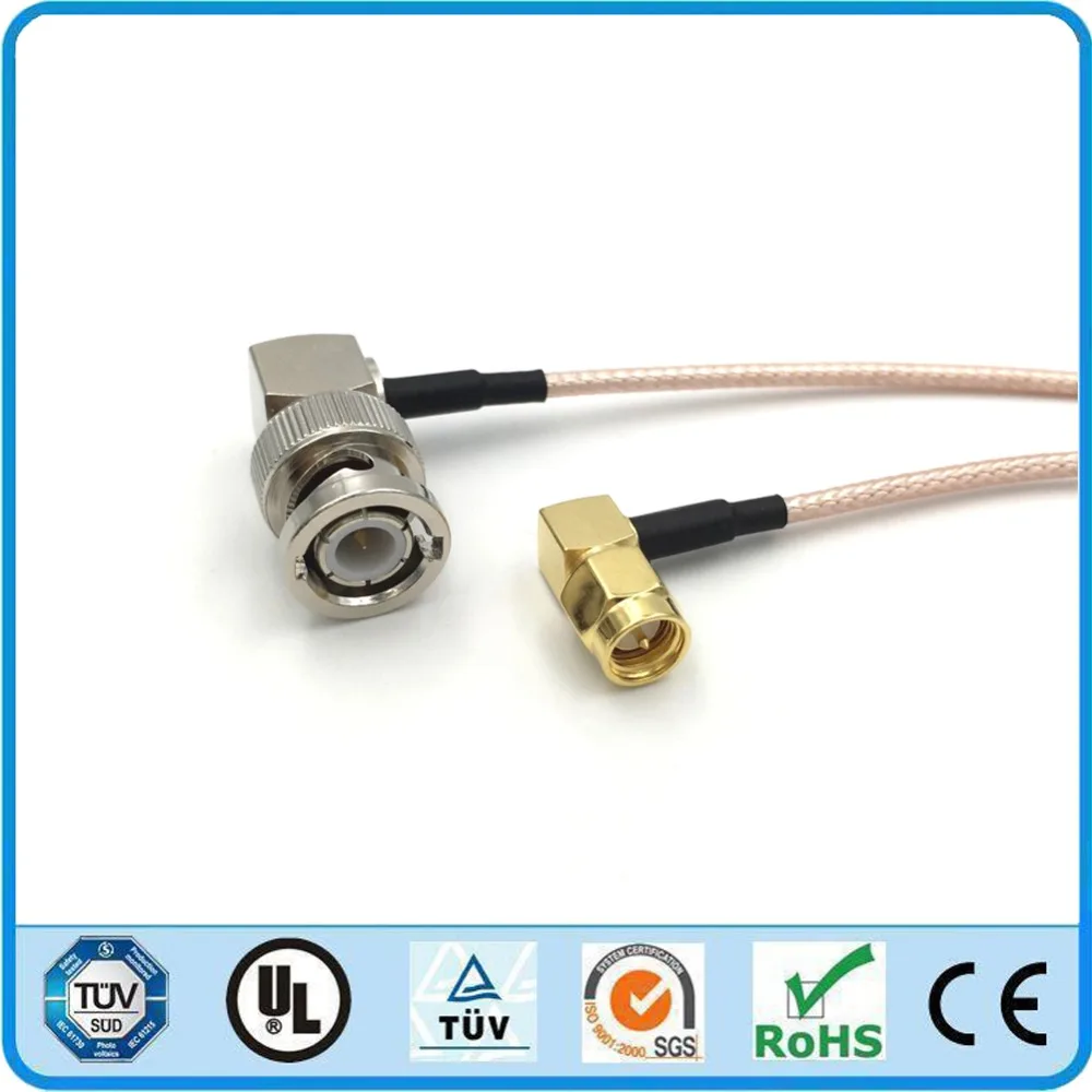 BNC Male Right Angle to SMA Male Right Angle Plug RF Coaxial Pigtail Jumper Cable, Adapter Extension Cable Silver plated RG179
BNC Male Right Angle to SMA Male Right Angle Plug RF Coaxial Pigtail Jumper Cable, Adapter Extension Cable Silver plated RG179