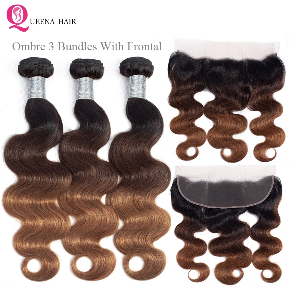 Queena 1b/4/30 Three Tone Color Ombre Bundles With Frontal Closure Brazilian Hair Weave Body Wave Bundles With Frontal Closure
Queena 1b/4/30 Three Tone Color Ombre Bundles With Frontal Closure Brazilian Hair Weave Body Wave Bundles With Frontal Closure
