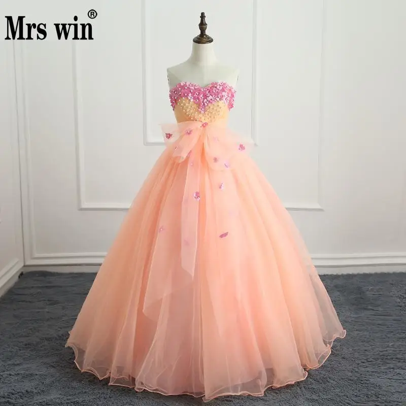Quinceanera платья Mrs Win милые цветы кружево элегантное шикарное платье для выпускного