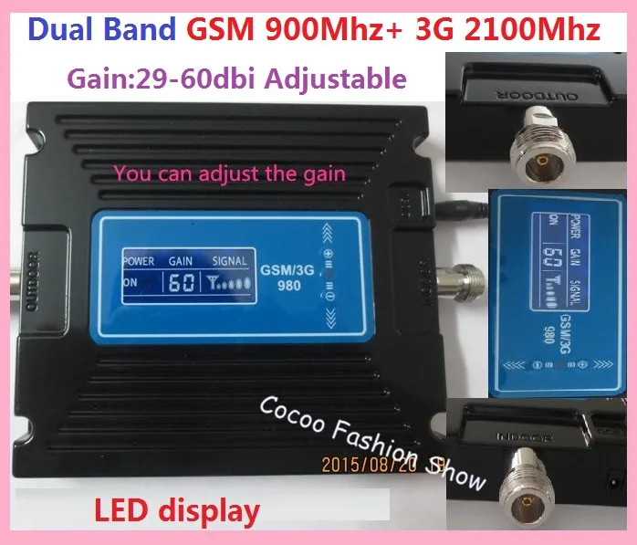 New LCD display ! Dual band GSM 900MHZ 3G WCDMA UTMS 2100MHZ Mobile signal repeater GSM 3g cell phone signal booster amplifier
New LCD display ! Dual band GSM 900MHZ 3G WCDMA UTMS 2100MHZ Mobile signal repeater GSM 3g cell phone signal booster amplifier