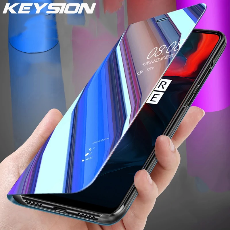 Чехол-книжка KEYSION Mirror Smart View для Oneplus 6T 6 чехол с полным покрытием OnePlus