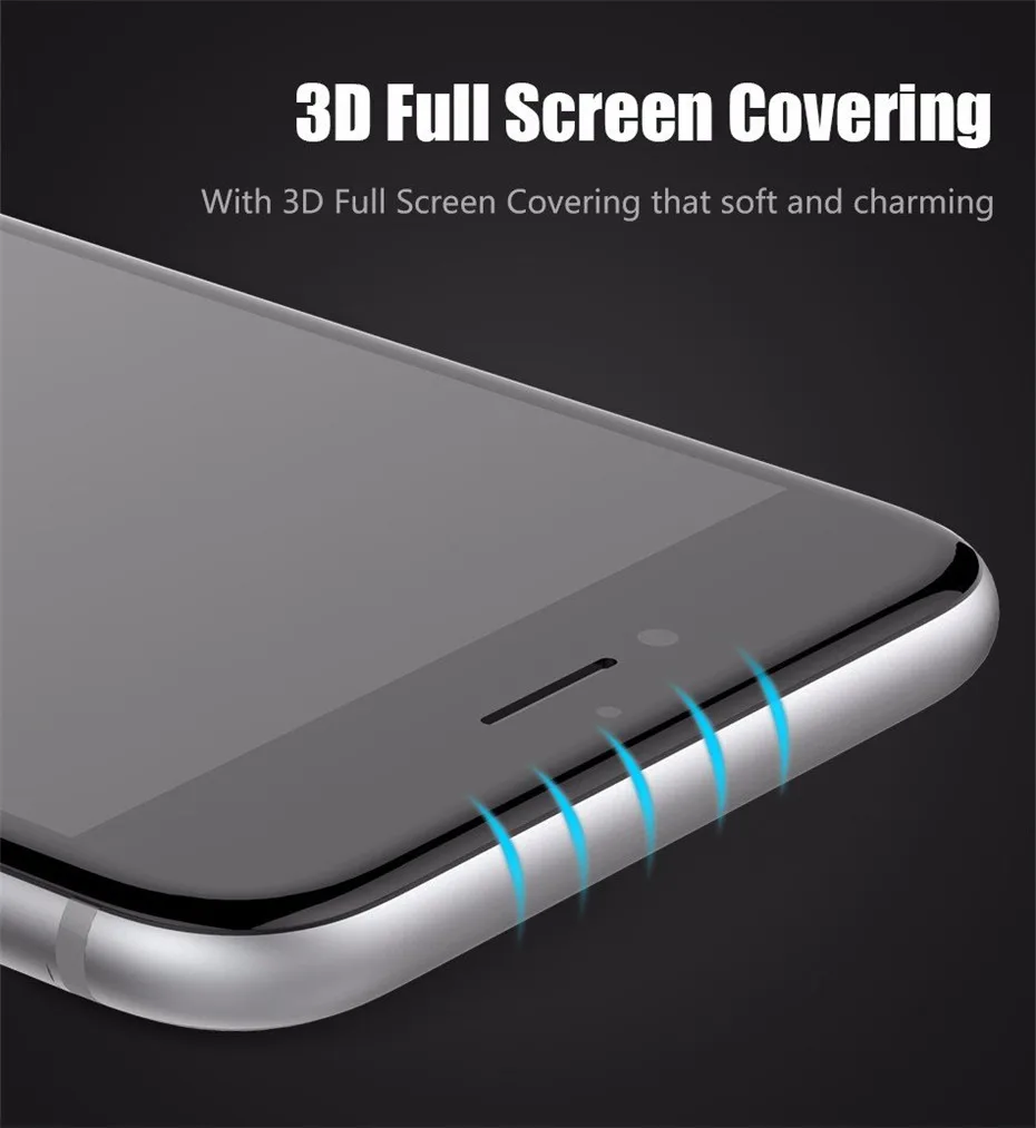 MOUSEMI 9H Tempered Glass On The For iPhone 7 6S 3D Glass For iPhone X XS MAX XR 8 Plus Soft Edge Full Cover Glass For iPhone 6 (5)