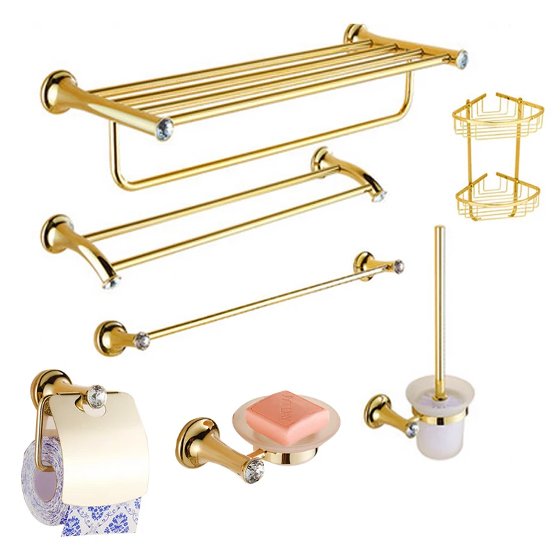 European Gold Brass Chrome Finish Crystal Bathroom Hardware Set Antique For Combination Bathroom Accessory
European Gold Brass Chrome Finish Crystal Bathroom Hardware Set Antique For Combination Bathroom Accessory