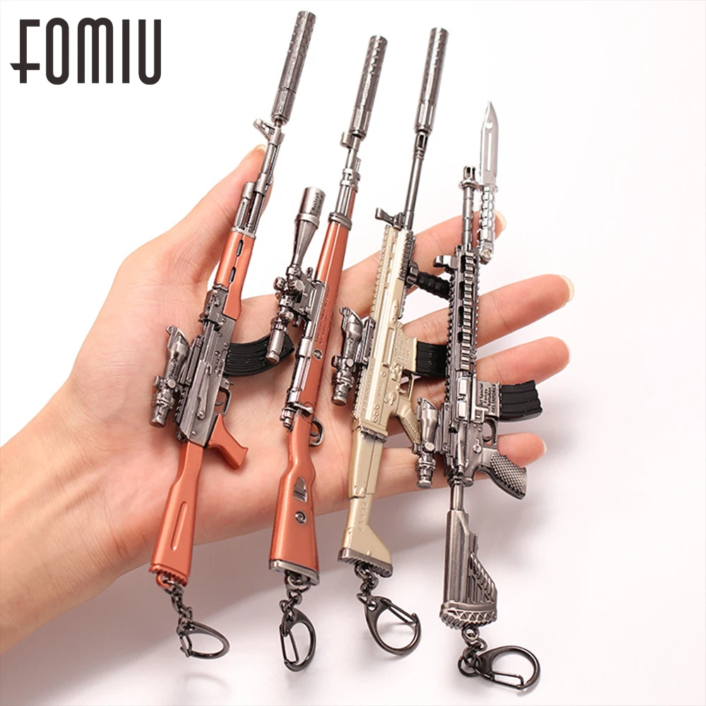 

17cm PUBG Weapon Removable Key Chains Rifle AKM Model AK 47 Toys Gun Keychains Key Ring Keyring Pendant High Quality Gifts