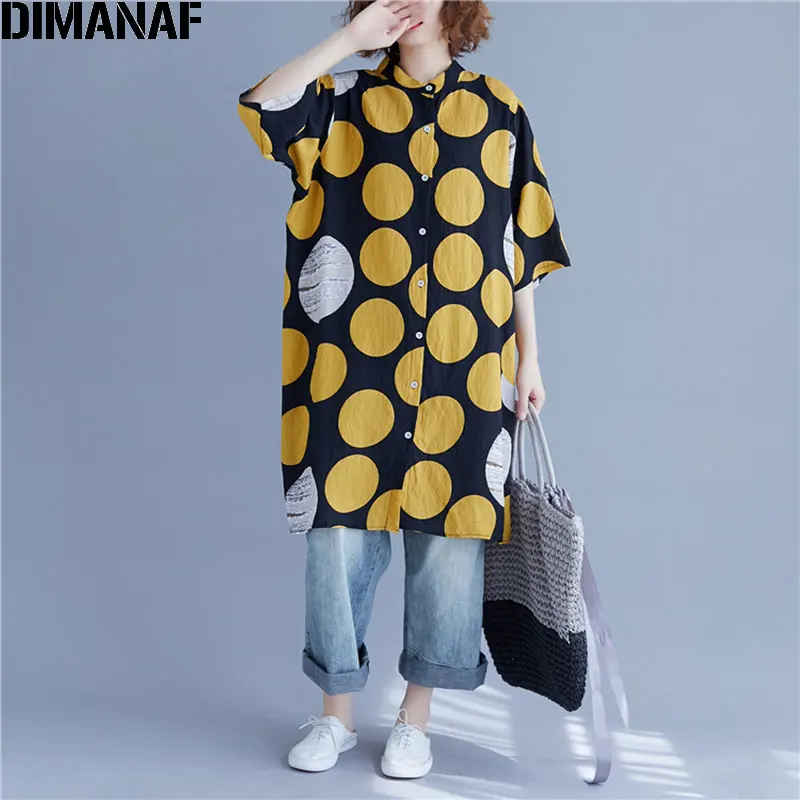 DIMANAF Plus Size Women Blouse Cotton Linen Buttons Tops Shirts Polka Dot Female Loose Casual Clothes Fashion Long Cardigan 4XL
DIMANAF Plus Size Women Blouse Cotton Linen Buttons Tops Shirts Polka Dot Female Loose Casual Clothes Fashion Long Cardigan 4XL