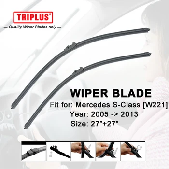 Wiper Blade for Mercedes Benz S Class W221 (2006-2013) 1set 27"+27",Flat Aero Beam Windscreen Wiper Frameless Soft Blades
Wiper Blade for Mercedes Benz S Class W221 (2006-2013) 1set 27"+27",Flat Aero Beam Windscreen Wiper Frameless Soft Blades