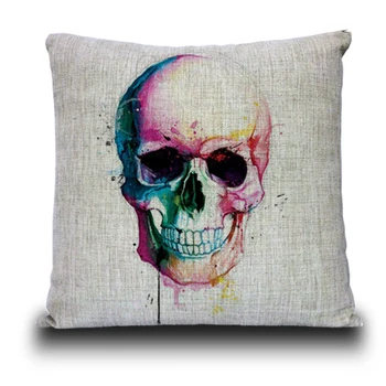Wholesale watercolor skull pillows colorful skull cushion Linen Pillowcases in Home Decor sofa cushions 45*45cm
Wholesale watercolor skull pillows colorful skull cushion Linen Pillowcases in Home Decor sofa cushions 45*45cm