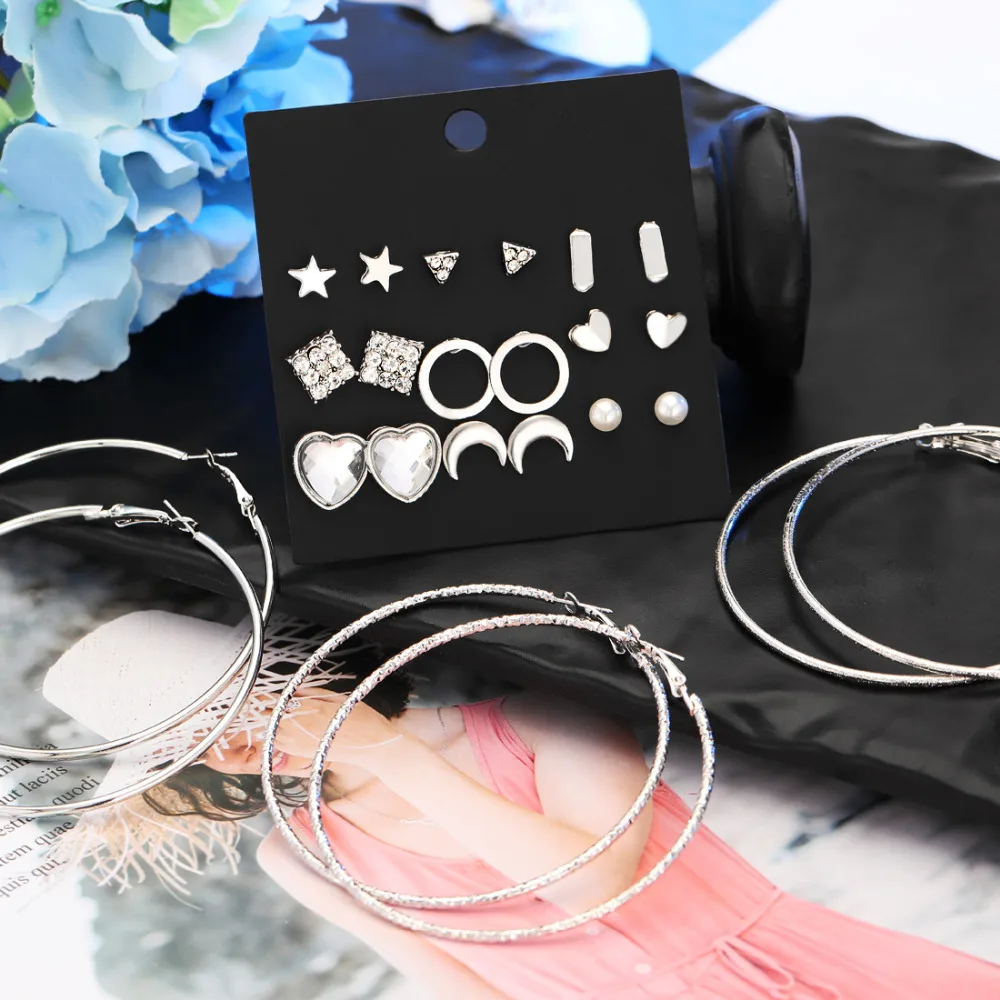 Punk 12 Pairs Pack Set Brincos Mixed Stud Earrings For Women Crystal Ear Studs Fashion Long Heart Jewelry Wholesale Earrings Set
Punk 12 Pairs Pack Set Brincos Mixed Stud Earrings For Women Crystal Ear Studs Fashion Long Heart Jewelry Wholesale Earrings Set