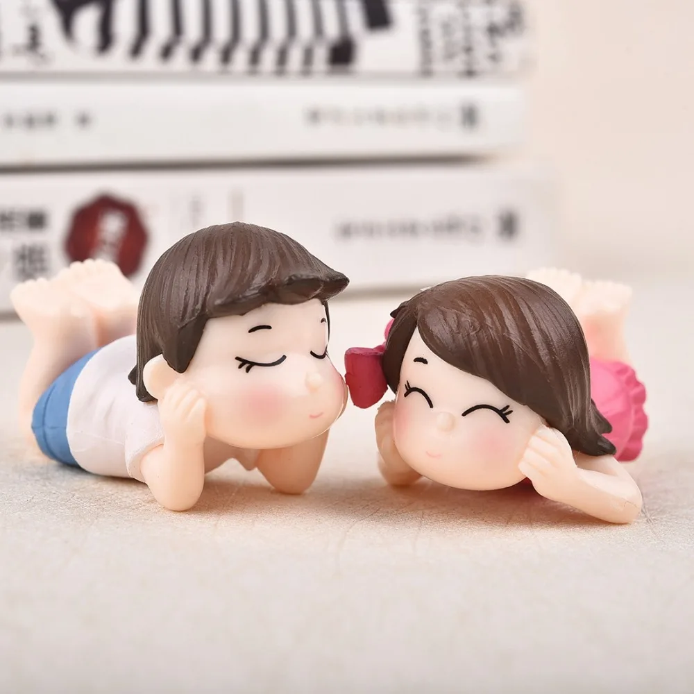 Old Couple Fairy Garden Ornament Decor Craft Accessories With a Cat