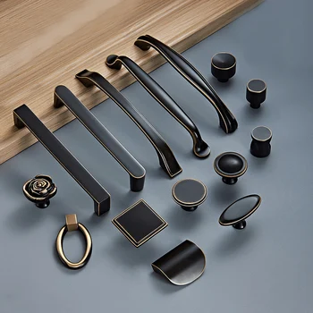 American Style Brass Handles and Knobs Wardrobe Drawer Pulls Kitchen Cabinet Knobs Black Furniture Handles Hardware Accessories 
American Style Brass Handles and Knobs Wardrobe Drawer Pulls Kitchen Cabinet Knobs Black Furniture Handles Hardware Accessories