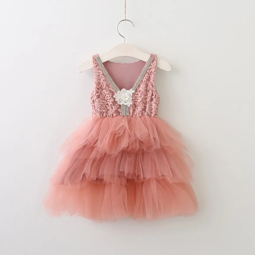 2017 Sleeveless Lace Puffy Dress for 2-7yrs Kids Girls Pink Summer V back Dresses Children Brown Wedding Dress with Stones 0324
2017 Sleeveless Lace Puffy Dress for 2-7yrs Kids Girls Pink Summer V back Dresses Children Brown Wedding Dress with Stones 0324