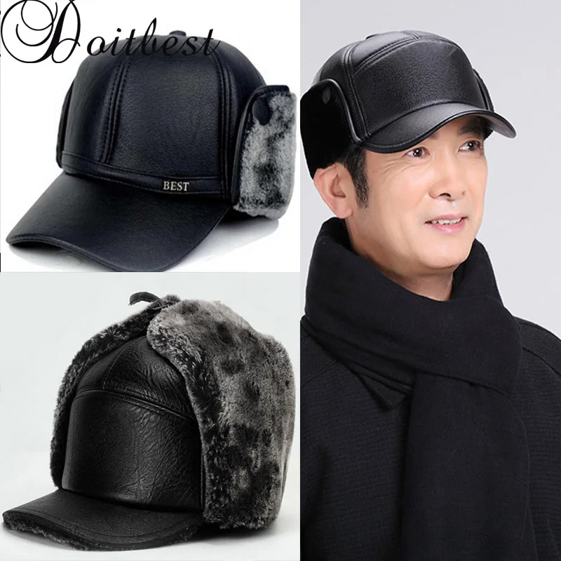 2018 Leather Winter fur hats Windproof Thick warm fur inside dad's Gift cap old men's ushanka hat male Russian Earflap hat
2018 Leather Winter fur hats Windproof Thick warm fur inside dad's Gift cap old men's ushanka hat male Russian Earflap hat