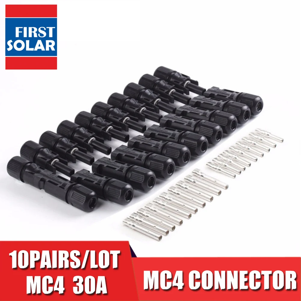 10Paris x 30amps max MC4 Connectors male and female, MC4 Solar Panel Plug 30A 1000V for PV cable 2.5/4/6mm solar panel connect
10Paris x 30amps max MC4 Connectors male and female, MC4 Solar Panel Plug 30A 1000V for PV cable 2.5/4/6mm solar panel connect