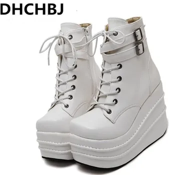 Size 35-42 Botas Mujer Plataforma 2020 Winter Womens Boots Punk Style White Wedge High Heel Boots Lace Up Wedge Platform Boots
Size 35-42 Botas Mujer Plataforma 2020 Winter Womens Boots Punk Style White Wedge High Heel Boots Lace Up Wedge Platform Boots