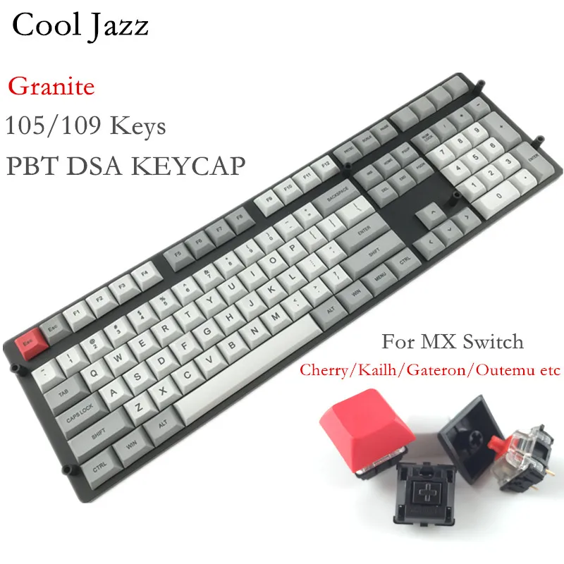Cool Jazz DSA dye sublimation pbt 108 keycap Kailh Gateron Cherry mx switch keycaps Granite layout for mechanical keyboard
Cool Jazz DSA dye sublimation pbt 108 keycap Kailh Gateron Cherry mx switch keycaps Granite layout for mechanical keyboard