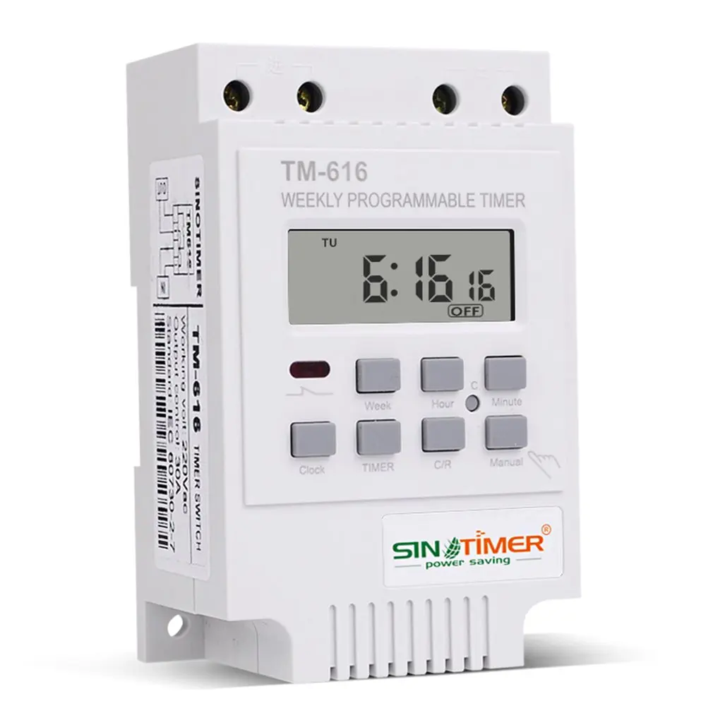 TM616W-2 30A 220V Electronic Weekly Programmable Digital TIME SWITCH Relay Timer Control Timer Din Rail Mount
TM616W-2 30A 220V Electronic Weekly Programmable Digital TIME SWITCH Relay Timer Control Timer Din Rail Mount