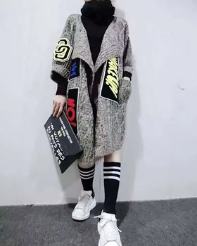 2016 New Women Individuality Appliques Long Cardigans Fashion Thick Knitted Sweater Coat Women's Sweater Shawl And Ponchos
2016 New Women Individuality Appliques Long Cardigans Fashion Thick Knitted Sweater Coat Women's Sweater Shawl And Ponchos