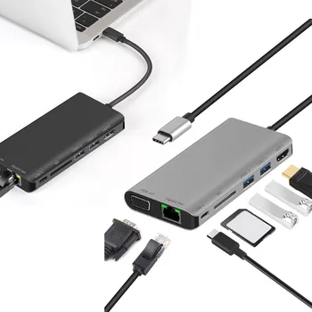 C HUB To USB3.0 HDMI VGA RJ45 Gigabit Ethernet SD/TF PD charge Adapter USB C docking station type c hub converter 8 in 1 Z612
C HUB To USB3.0 HDMI VGA RJ45 Gigabit Ethernet SD/TF PD charge Adapter USB C docking station type c hub converter 8 in 1 Z612