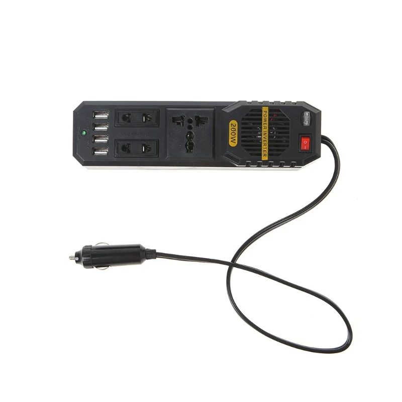 New 200W Auto Car 4 Port USB 12V DC to AC 220V Vehicle Power Inverter Adapter Converter
New 200W Auto Car 4 Port USB 12V DC to AC 220V Vehicle Power Inverter Adapter Converter