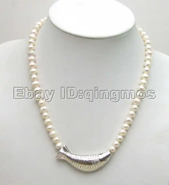 SALE 6-7mm NATURAL WHITE FW CULTURED PEARL NECKLACE with Tibetan Silver Bend fish-5347 Free shipping
SALE 6-7mm NATURAL WHITE FW CULTURED PEARL NECKLACE with Tibetan Silver Bend fish-5347 Free shipping