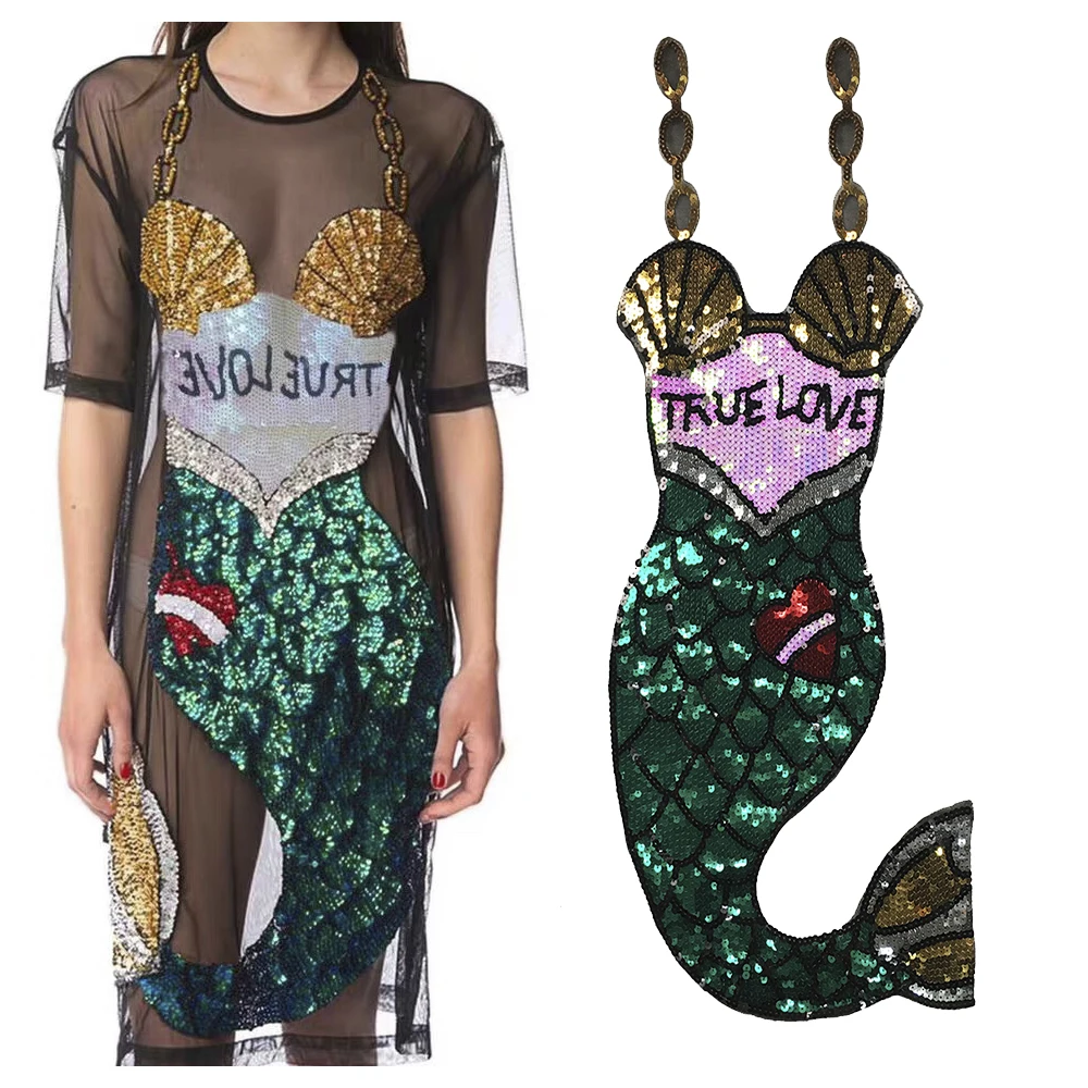 Fashion Large Sequin Mermaid Tail Patches Paillettes True Love Appliques for Clothes Sewing Supplies 1 piece
Fashion Large Sequin Mermaid Tail Patches Paillettes True Love Appliques for Clothes Sewing Supplies 1 piece