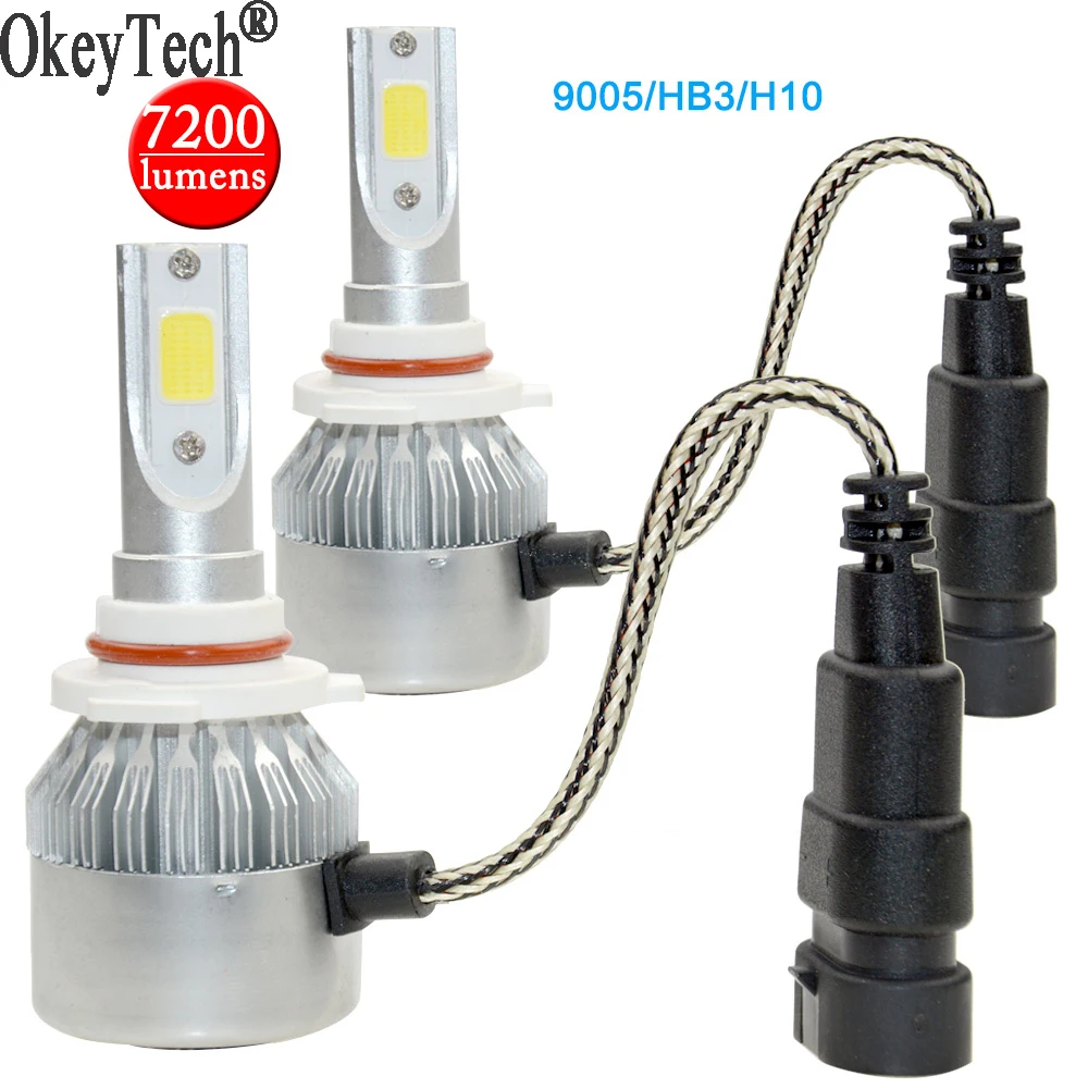 

2psc/set Car LED Headlight Kit 9005 HB3 H10 Replace 9~36V Auto Bulbs Lamp 7200lm 6000K 80W COB Chip Single Head Lamp Fog Light