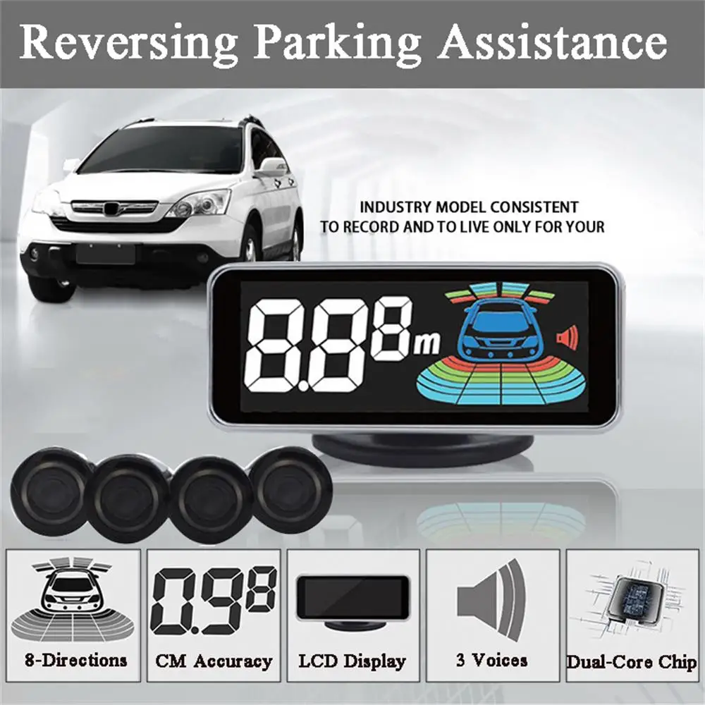 OkeyTech Parktronic Parking Sensor 4 Sensor Reversing Radar Detector LCD Digital Car Parking Assistance Alarm System FOR All Cars