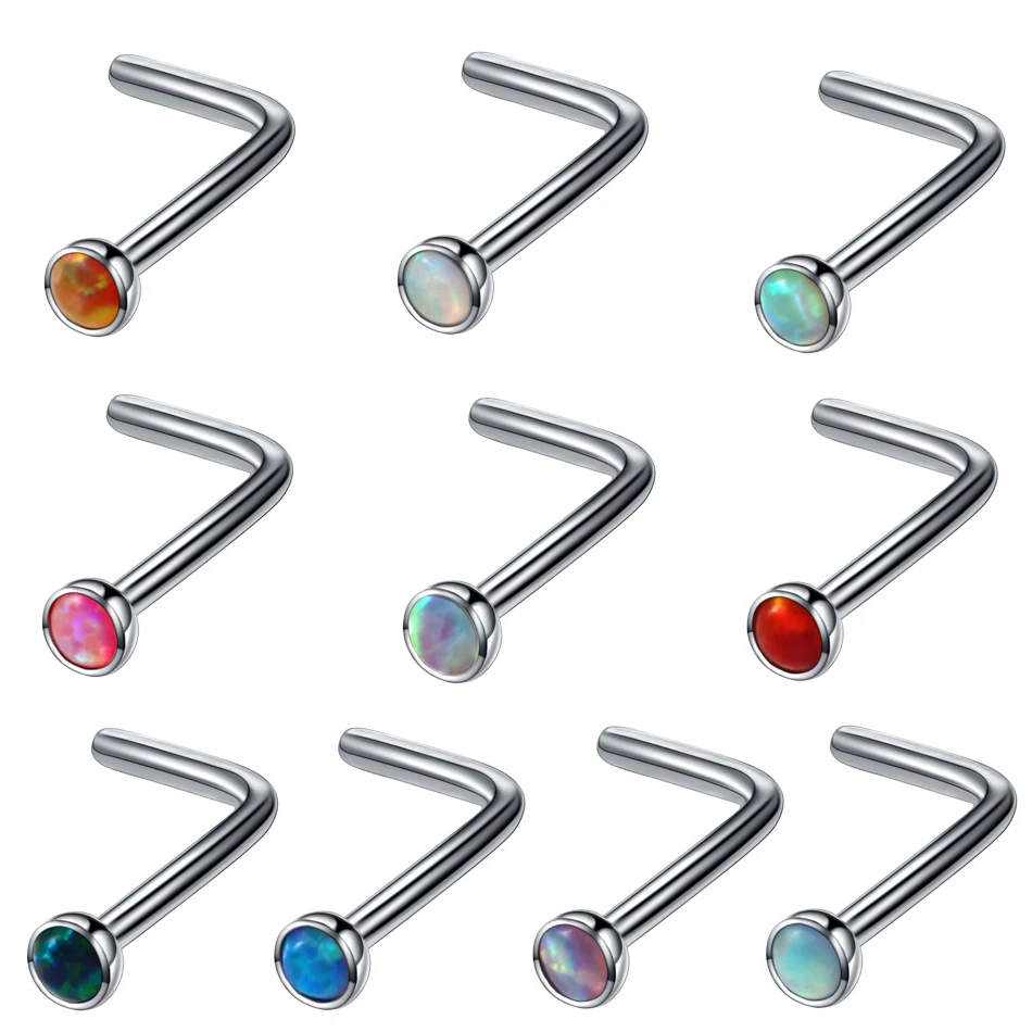 1PC G23 Titanium Nose Rings Nariz Earrings Nostril Piercings L Shape Opal Piercing Nose Screw Nose Stud Rings Girl Body Jewelry
1PC G23 Titanium Nose Rings Nariz Earrings Nostril Piercings L Shape Opal Piercing Nose Screw Nose Stud Rings Girl Body Jewelry
