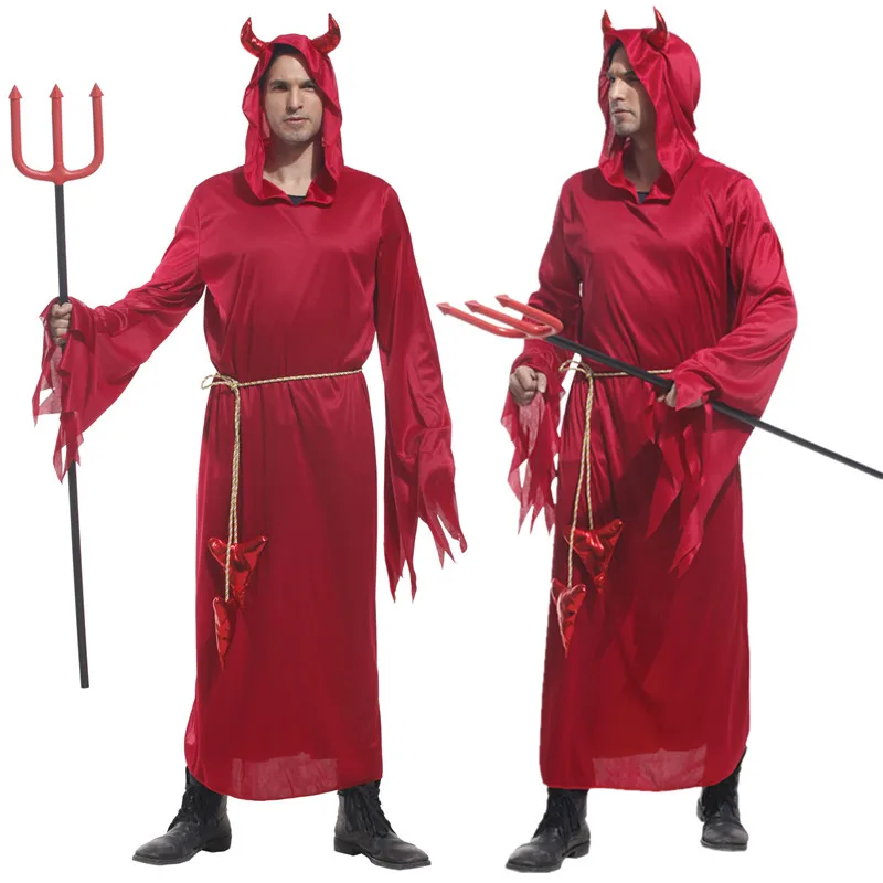 

Adult Man Red Devil Halloween Costumes for Christmas Carnival Cos Masquerade Fancy Dress Clothing Evil Cosplay Clothes