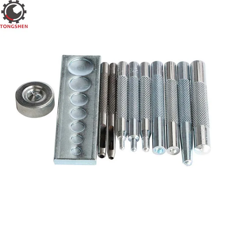 11pcs Leather Tool Punch Snap Fastener Install Rivet Setter Base for Hole and Button Die Kit | Дом и сад