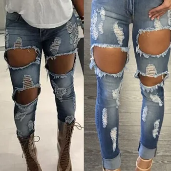 Jeans Woman Denim Pants Strech Hole Women's Jeans Ripped Pencil High Waist Slim Pencil Trousers Plus Size Rock Jeans
Jeans Woman Denim Pants Strech Hole Women's Jeans Ripped Pencil High Waist Slim Pencil Trousers Plus Size Rock Jeans