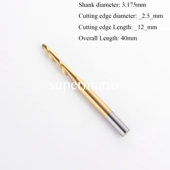 SHINA 1PCS 3.175 1/8'' Titanium Coated Ball Nose End Mill Drill Bit Carbide CNC Cutting Tools Two Double Flute Bit 2.5mm x 12mm
SHINA 1PCS 3.175 1/8'' Titanium Coated Ball Nose End Mill Drill Bit Carbide CNC Cutting Tools Two Double Flute Bit 2.5mm x 12mm