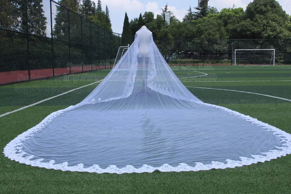 New 600CM Length 300CM Width Luxurious Wedding veil Lace Appliques White Ivory Bridal Veils wedding accessories velos de novia
New 600CM Length 300CM Width Luxurious Wedding veil Lace Appliques White Ivory Bridal Veils wedding accessories velos de novia